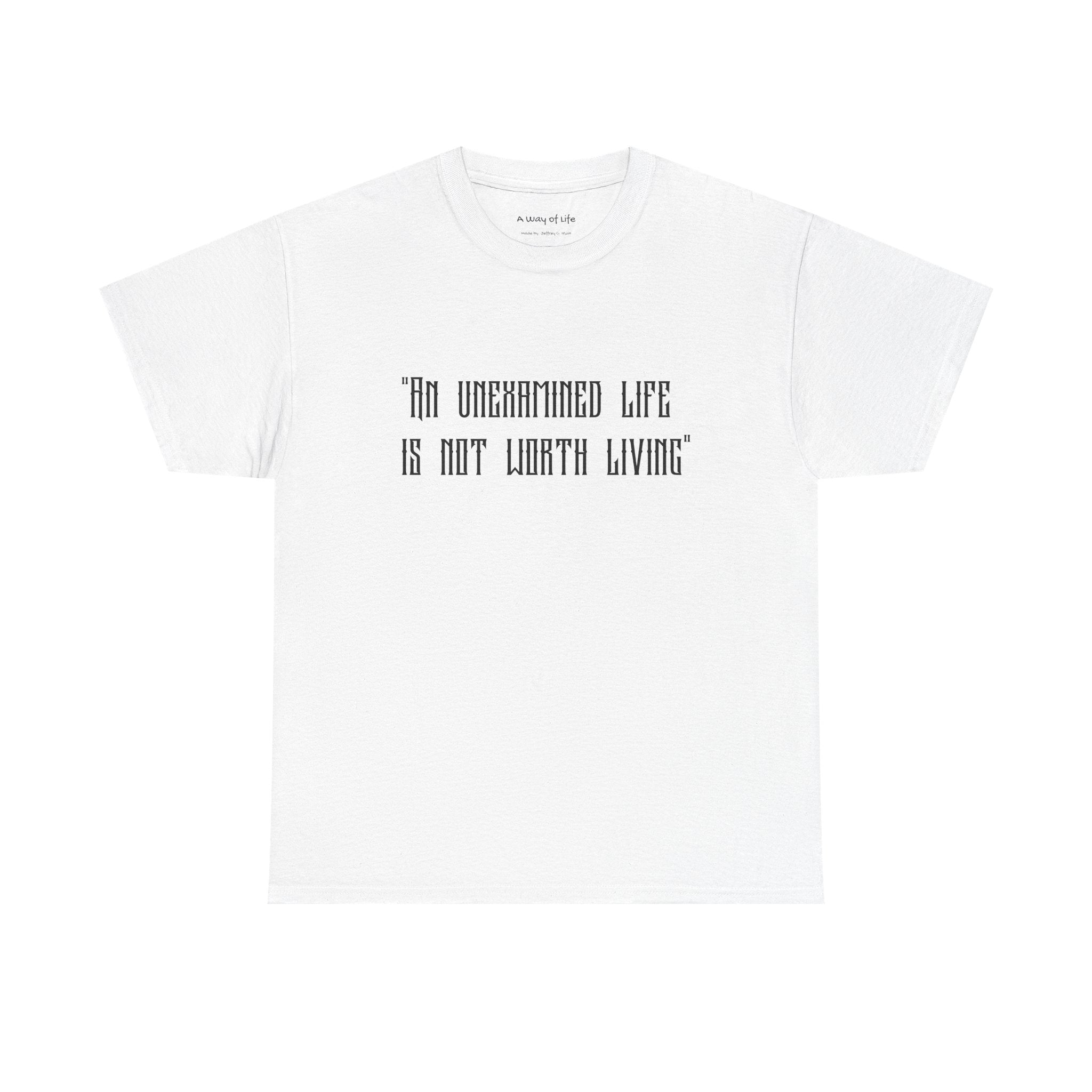 Graphic Tee — “An Unexamined Life Is Not Worth Living” with Gothic Tribal Back Design
