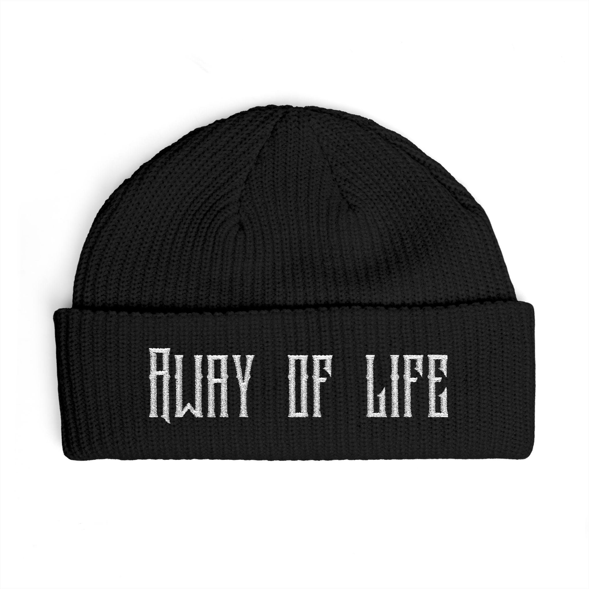 Cuff Beanie — 'Away of Life' Embroidered Streetwear Beanie