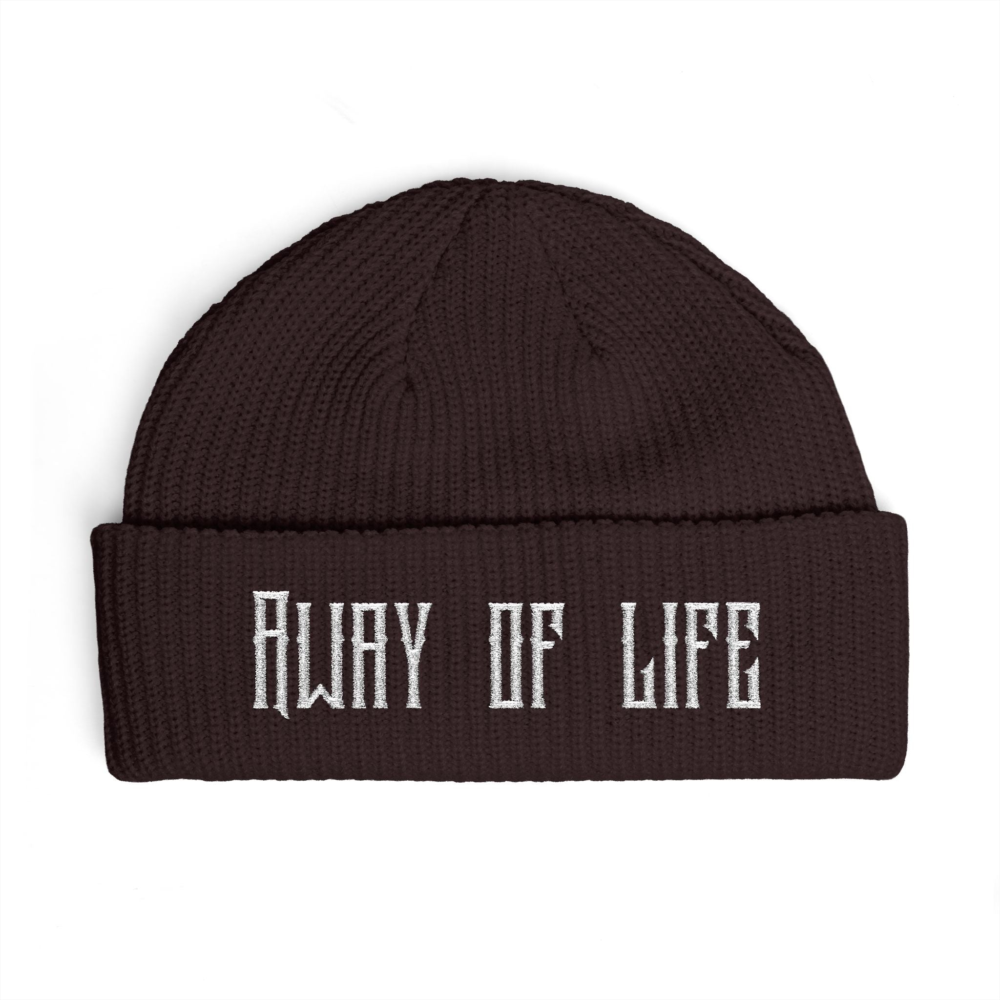 Cuff Beanie — 'Away of Life' Embroidered Streetwear Beanie