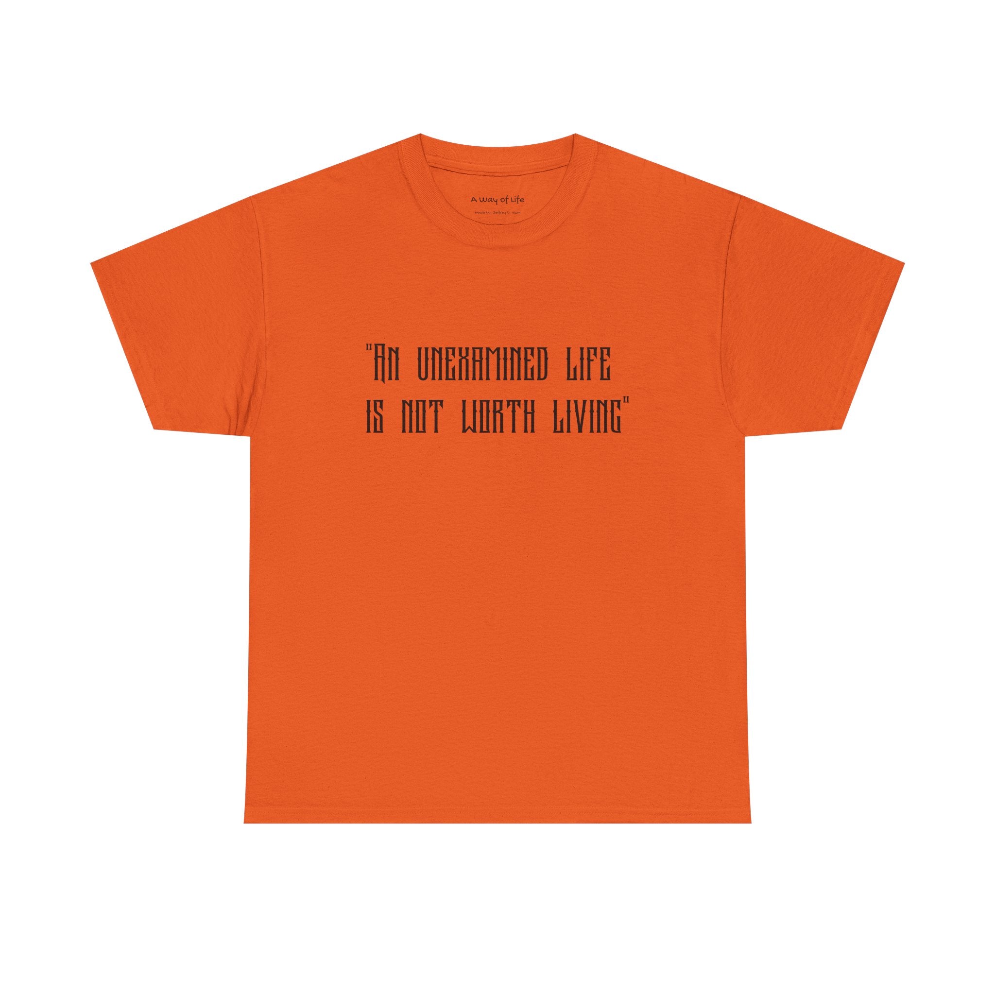 Graphic Tee — “An Unexamined Life Is Not Worth Living” with Gothic Tribal Back Design
