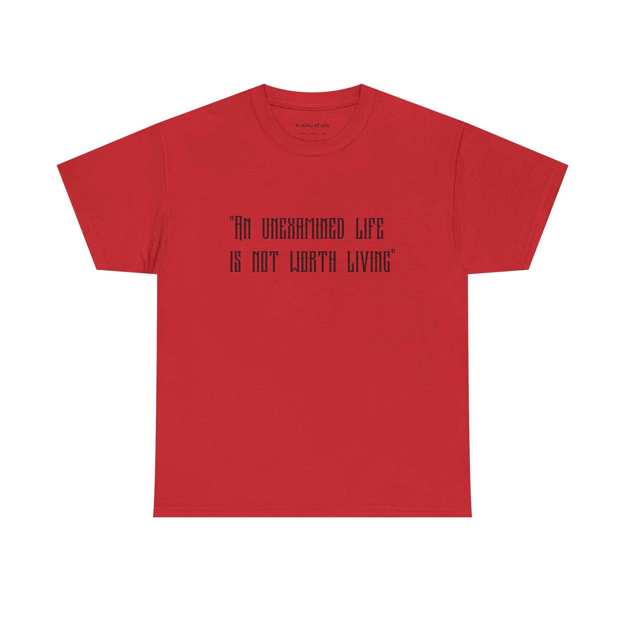 Graphic Tee — “An Unexamined Life Is Not Worth Living” with Gothic Tribal Back Design