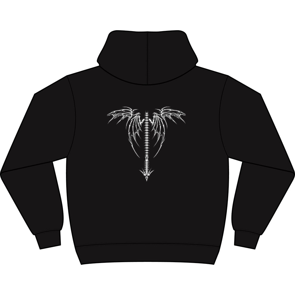 Men's Hoodie — "An Unexamined Life Is Not Worth Living" Front Quote with Angel Spine Back Graphic