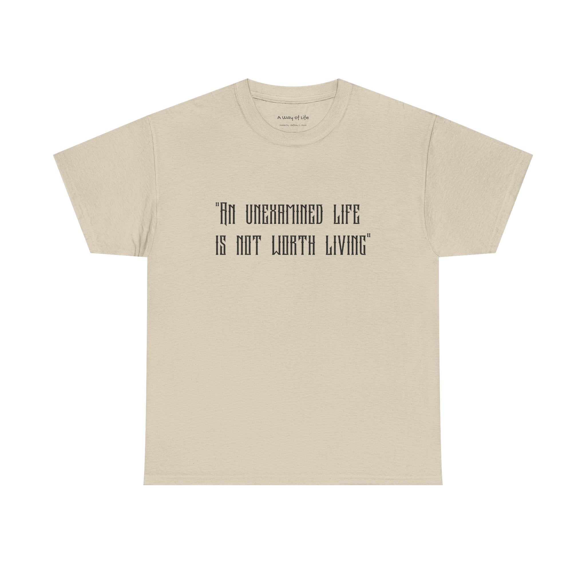 Graphic Tee — “An Unexamined Life Is Not Worth Living” with Gothic Tribal Back Design
