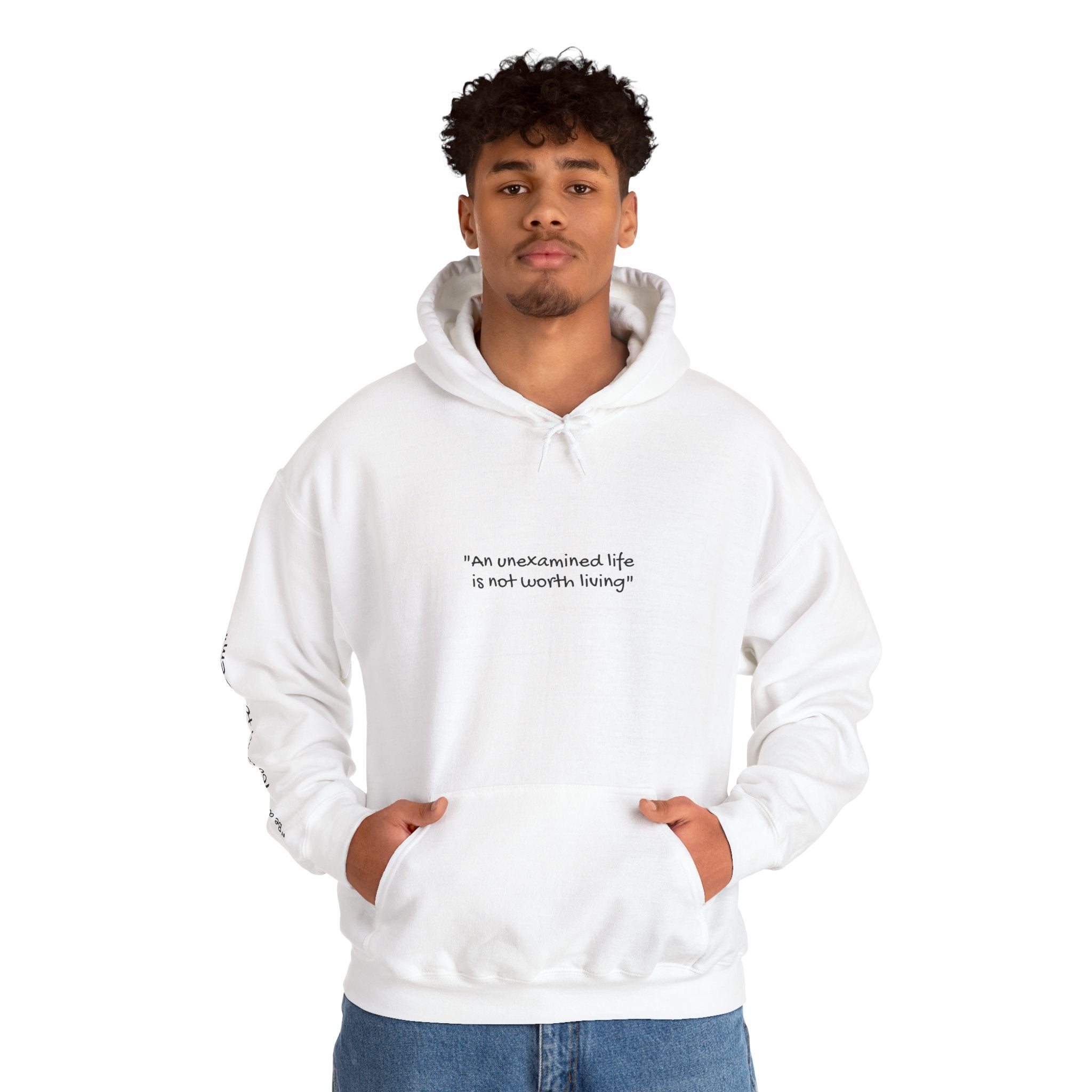 “An unexamined life is not worth living” pullover hoodie