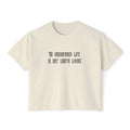 Women's Boxy Tee — Goth Quote "An Unexamined Life Is Not Worth Living" with Tribal Back Graphic