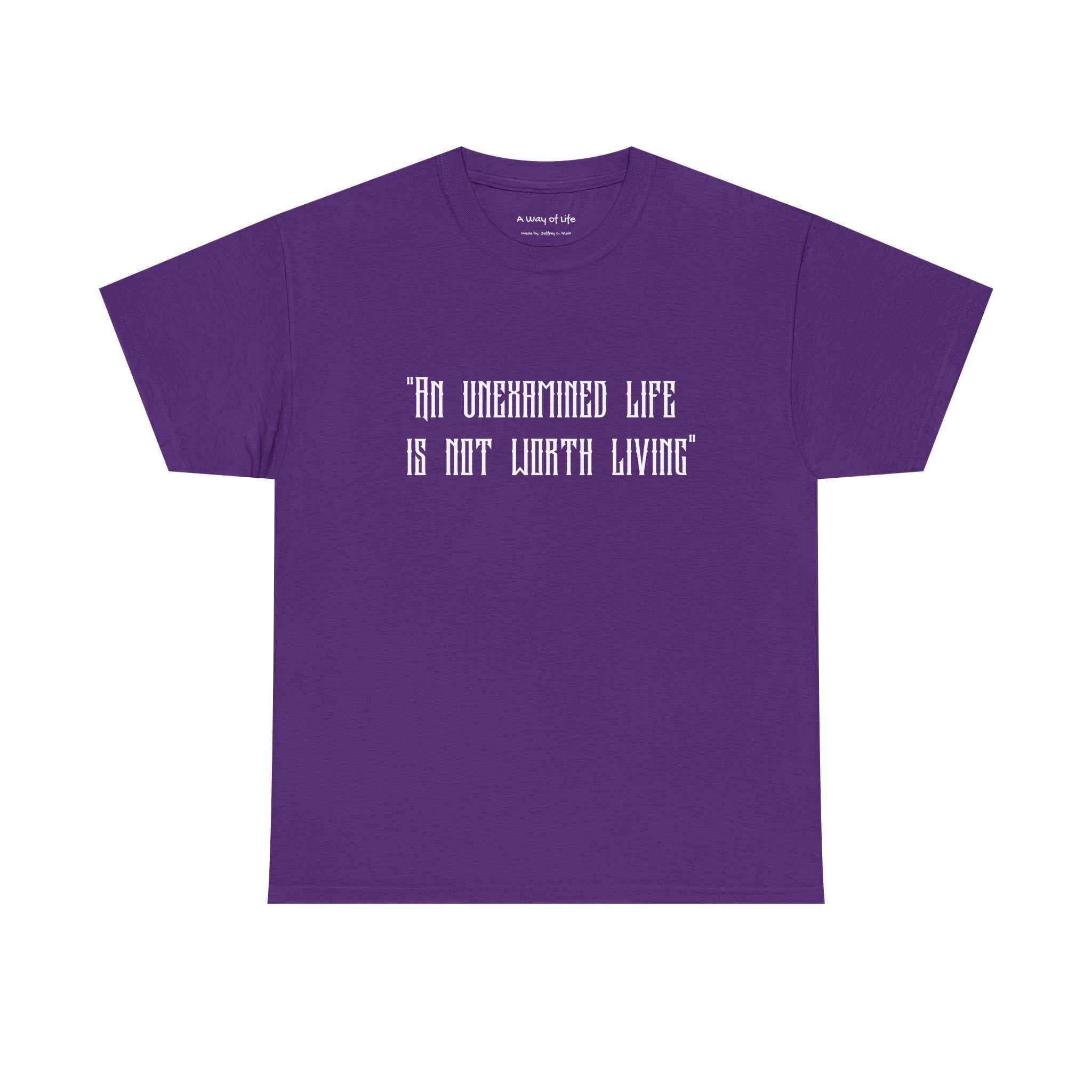 Graphic Tee — “An Unexamined Life Is Not Worth Living” with Gothic Tribal Back Design